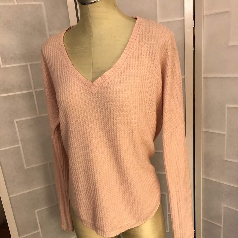 Blush pink Long sleeve V neck